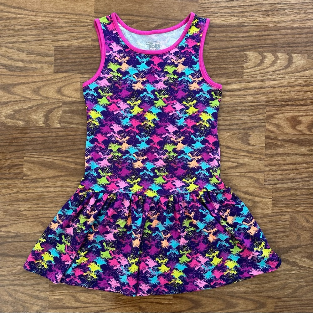Trolls Poppy Girls Size Medium 7-8 Sleeveless Dress Purple Pink Colorful EUC!
